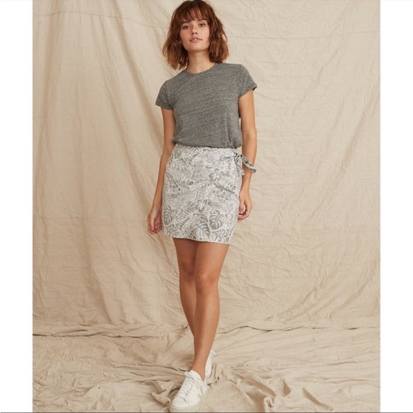 Marine Layer Monaco Wrap Skirt in Black and White Monstera Print - Picture 1 of 5
